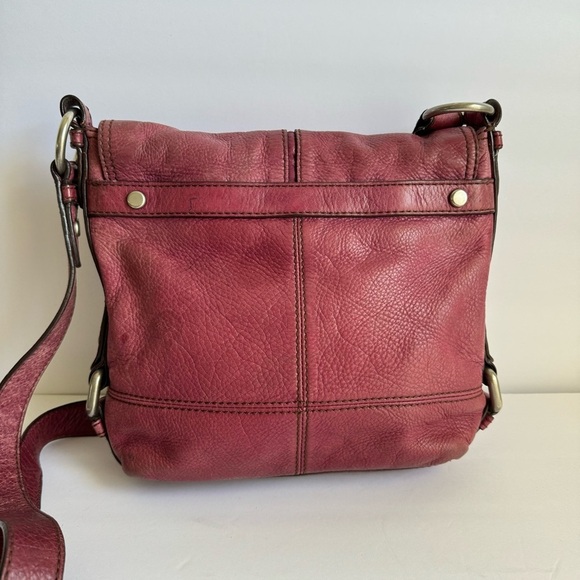 Fossil Vintage Maddox Bag Crossbody Messenger Distressed Pink Leather Dirty Girl - Picture 8 of 14